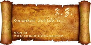 Koronkai Zoltán névjegykártya